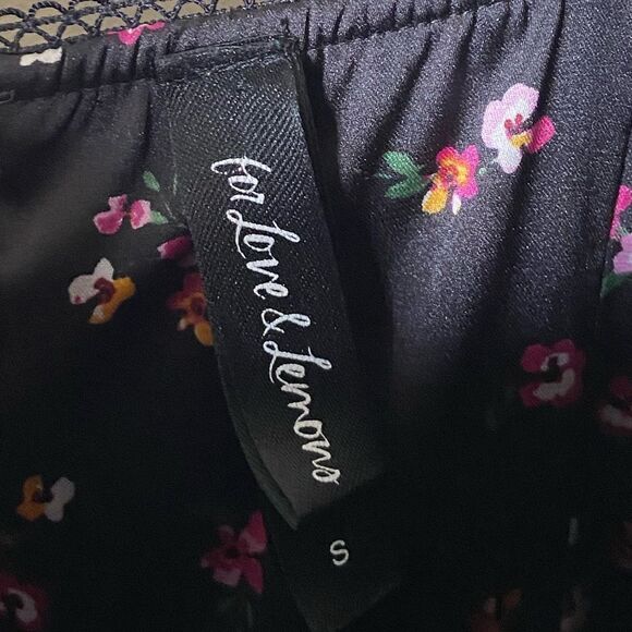For Love and Lemons Pansy Mini Black Dress Floral Size S - Picture 10 of 10